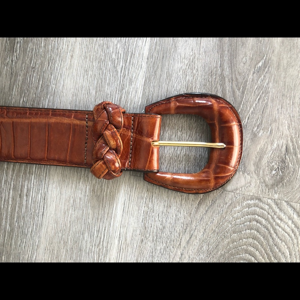 Brighton embossed calfskin 100% leather belt; SZ Medium